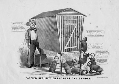 Sécurité imaginaire, ou, Les rats en goguette, publié par Currier et Ives, New York, vers 1856 - Louis Maurer